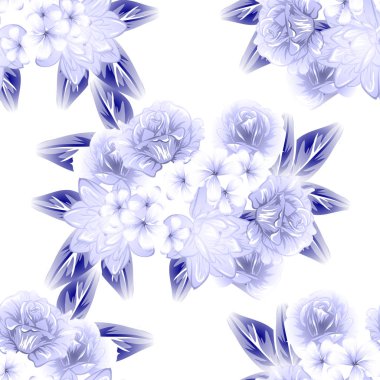 Sorunsuz vintage tarzı çiçek deseni. Kontur çiçek öğeleri