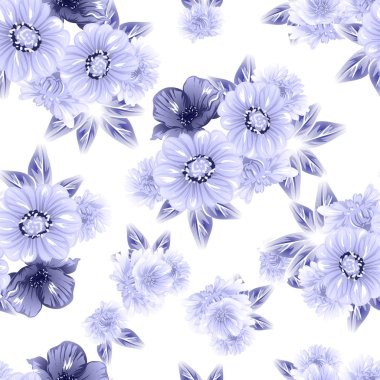 Sorunsuz vintage tarzı çiçek deseni. Kontur çiçek öğeleri