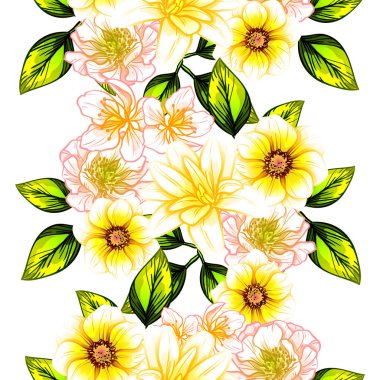 Sorunsuz vintage tarzı çiçek deseni. Renkli çiçek öğeleri