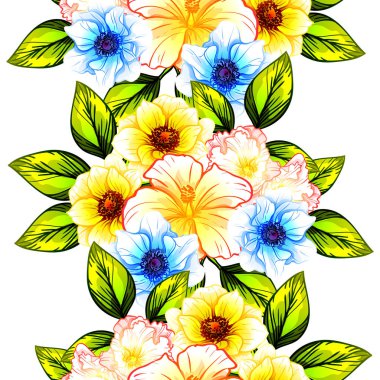Sorunsuz vintage tarzı çiçek deseni. Renkli çiçek öğeleri