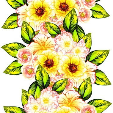 Sorunsuz vintage tarzı çiçek deseni. Renkli çiçek öğeleri