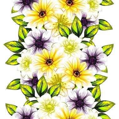 Sorunsuz vintage tarzı çiçek deseni. Renkli çiçek öğeleri