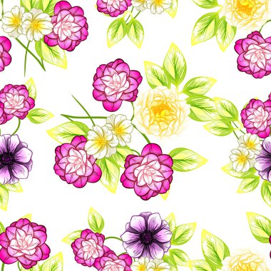 Sorunsuz vintage tarzı çiçek deseni. Renkli çiçek öğeleri
