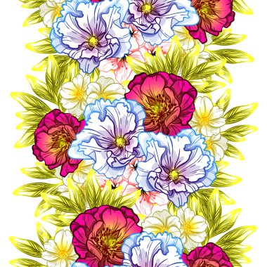 Sorunsuz vintage tarzı çiçek deseni. Renkli çiçek öğeleri