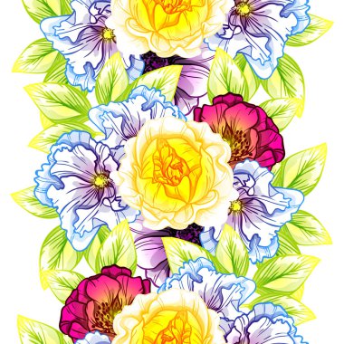 Sorunsuz vintage tarzı çiçek deseni. Renkli çiçek öğeleri