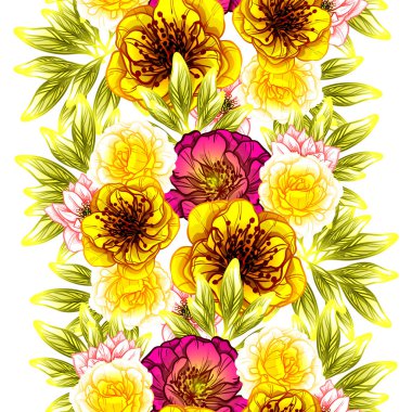Sorunsuz vintage tarzı çiçek deseni. Renkli çiçek öğeleri