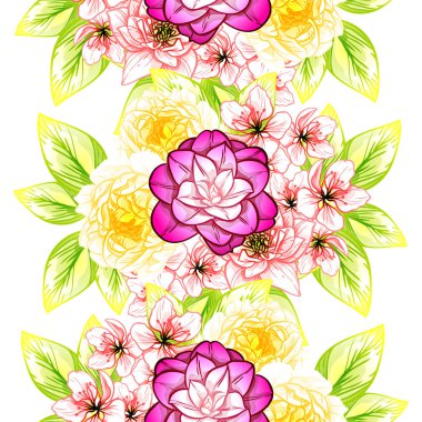Sorunsuz vintage tarzı çiçek deseni. Renkli çiçek öğeleri