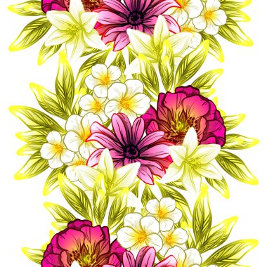 Sorunsuz vintage tarzı çiçek deseni. Renkli çiçek öğeleri