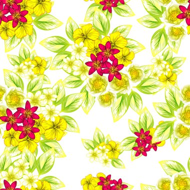 Sorunsuz vintage tarzı çiçek deseni. Renkli çiçek öğeleri