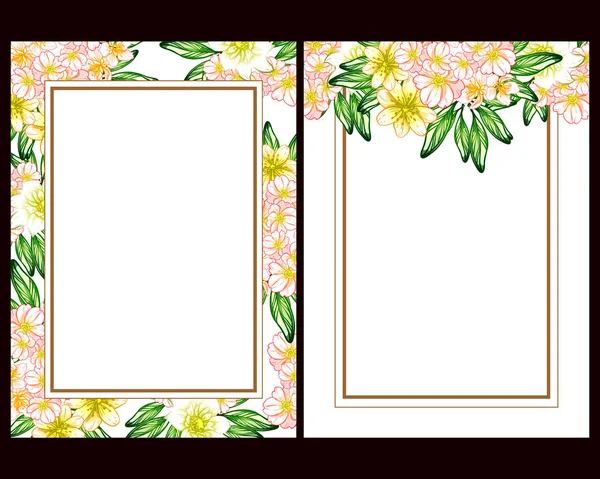 Conjunto Tarjetas Boda Flores Estilo Vintage Elementos Florales Color — Vector de stock