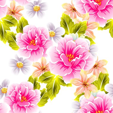 Sorunsuz vintage tarzı çiçek deseni. Renkli çiçek öğeleri