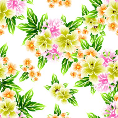 Sorunsuz vintage tarzı çiçek deseni. Renkli çiçek öğeleri