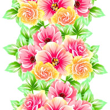 Sorunsuz vintage tarzı çiçek deseni. Renkli çiçek öğeleri