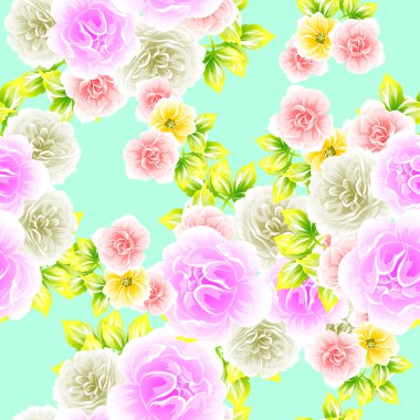 Sorunsuz vintage tarzı çiçek deseni. Renkli çiçek öğeleri