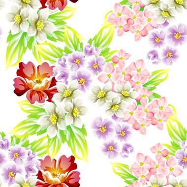 Sorunsuz vintage tarzı çiçek deseni. Renkli çiçek öğeleri