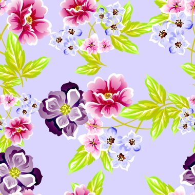 Sorunsuz vintage tarzı çiçek deseni. Renkli çiçek öğeleri