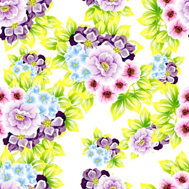 Sorunsuz vintage tarzı çiçek deseni. Renkli çiçek öğeleri