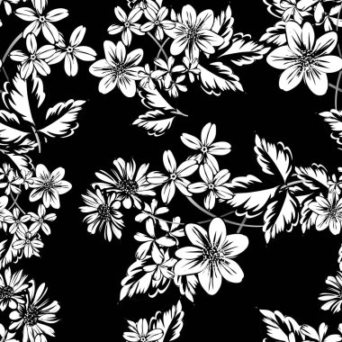 Sorunsuz vintage tarzı çiçek deseni. Kontur çiçek öğeleri