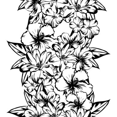 Sorunsuz vintage tarzı çiçek deseni. Kontur çiçek öğeleri