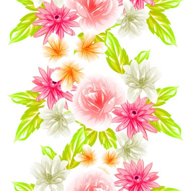 Sorunsuz vintage tarzı çiçek deseni. Renkli çiçek öğeleri