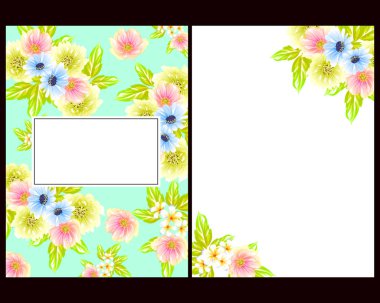 Klasik çiçek düğün kartları seti. Çiçek renginde elementler