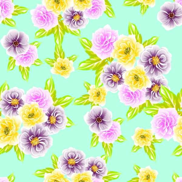 Patrón Flores Estilo Vintage Sin Costuras Elementos Florales Color — Vector de stock