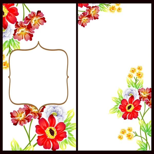 Conjunto Tarjetas Boda Flores Estilo Vintage Elementos Florales Color — Vector de stock