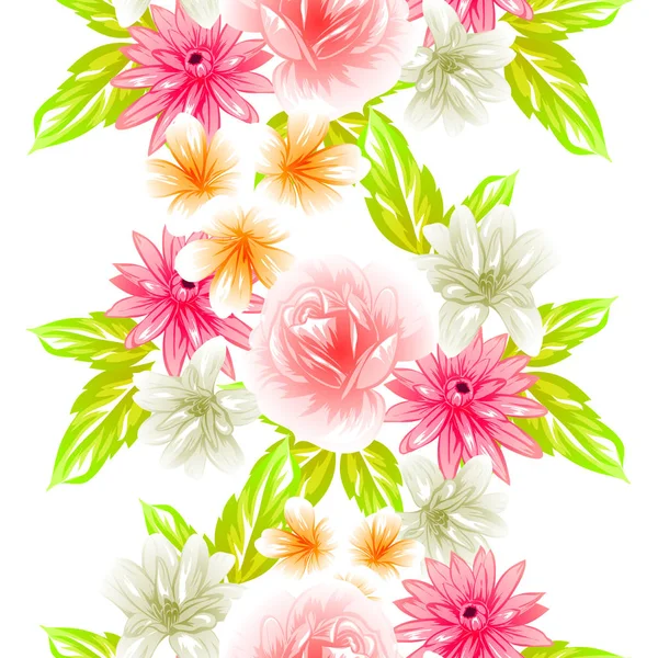 Sorunsuz vintage tarzı çiçek deseni. Renkli çiçek öğeleri