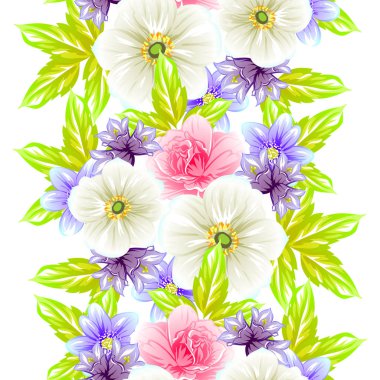 Sorunsuz vintage tarzı çiçek deseni. Renkli çiçek öğeleri