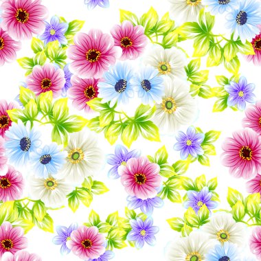 Sorunsuz vintage tarzı çiçek deseni. Renkli çiçek öğeleri