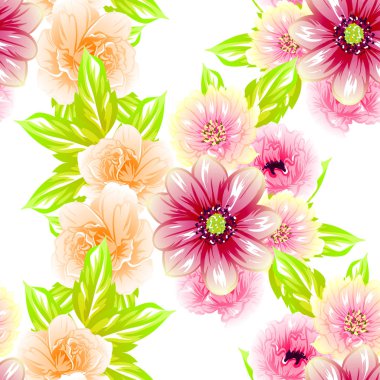 Sorunsuz vintage tarzı çiçek deseni. Renkli çiçek öğeleri