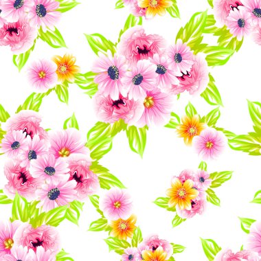 Sorunsuz vintage tarzı çiçek deseni. Renkli çiçek öğeleri