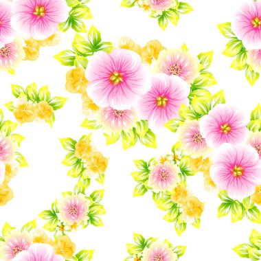Sorunsuz vintage tarzı çiçek deseni. Renkli çiçek öğeleri