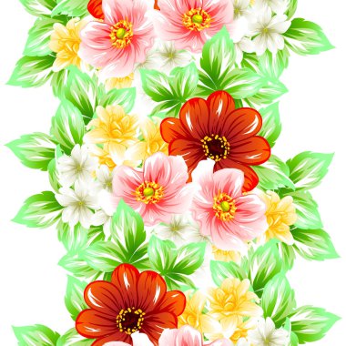 Sorunsuz vintage tarzı çiçek deseni. Renkli çiçek öğeleri