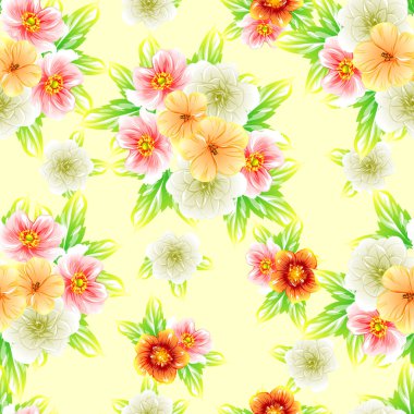 Sorunsuz vintage tarzı çiçek deseni. Renkli çiçek öğeleri
