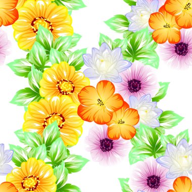Sorunsuz vintage tarzı çiçek deseni. Renkli çiçek öğeleri