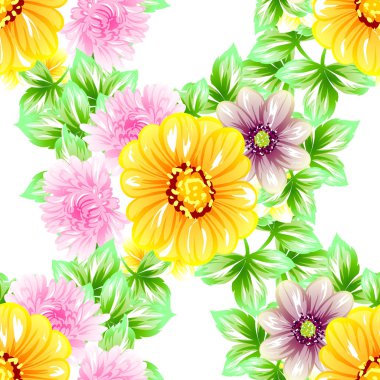 Sorunsuz vintage tarzı çiçek deseni. Renkli çiçek öğeleri