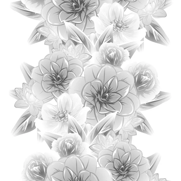 Bezszwowe Stylu Vintage Kwiatki Kwiatowy Elementy Obszarze Konturze — Wektor stockowy