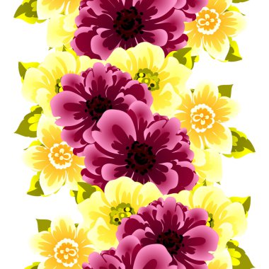 Sorunsuz vintage tarzı çiçek deseni. Renkli çiçek öğeleri