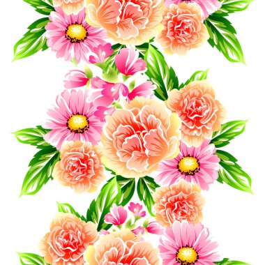 Sorunsuz vintage tarzı çiçek deseni. Renkli çiçek öğeleri