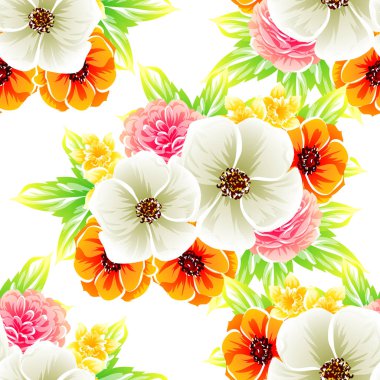 Sorunsuz vintage tarzı çiçek deseni. Renkli çiçek öğeleri