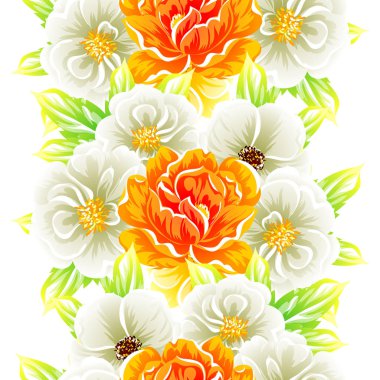 Sorunsuz vintage tarzı çiçek deseni. Renkli çiçek öğeleri