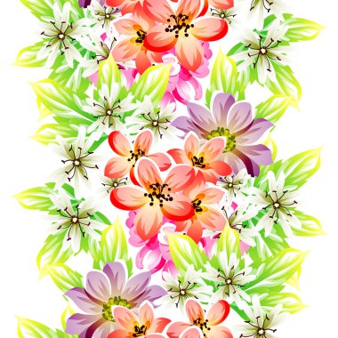 Sorunsuz vintage tarzı çiçek deseni. Renkli çiçek öğeleri