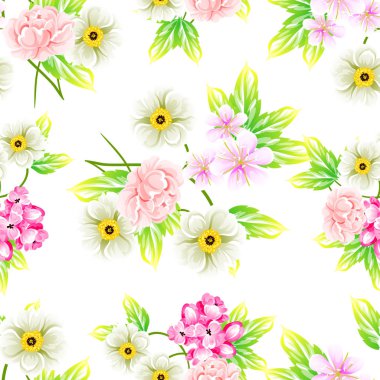 Sorunsuz vintage tarzı çiçek deseni. Renkli çiçek öğeleri