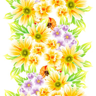 Sorunsuz vintage tarzı çiçek deseni. Renkli çiçek öğeleri