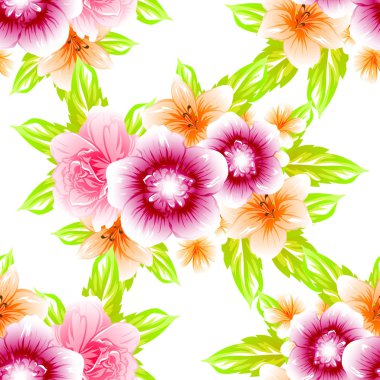 Sorunsuz vintage tarzı çiçek deseni. Renkli çiçek öğeleri