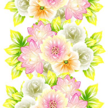 Sorunsuz vintage tarzı çiçek deseni. Renkli çiçek öğeleri