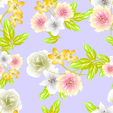 Sorunsuz vintage tarzı çiçek deseni. Renkli çiçek öğeleri