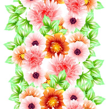 Sorunsuz vintage tarzı çiçek deseni. Renkli çiçek öğeleri