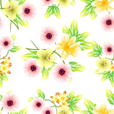 Sorunsuz vintage tarzı çiçek deseni. Renkli çiçek öğeleri